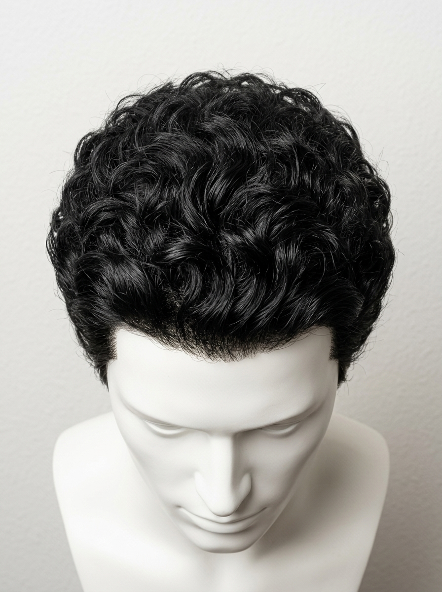 Black curly custom hair piece