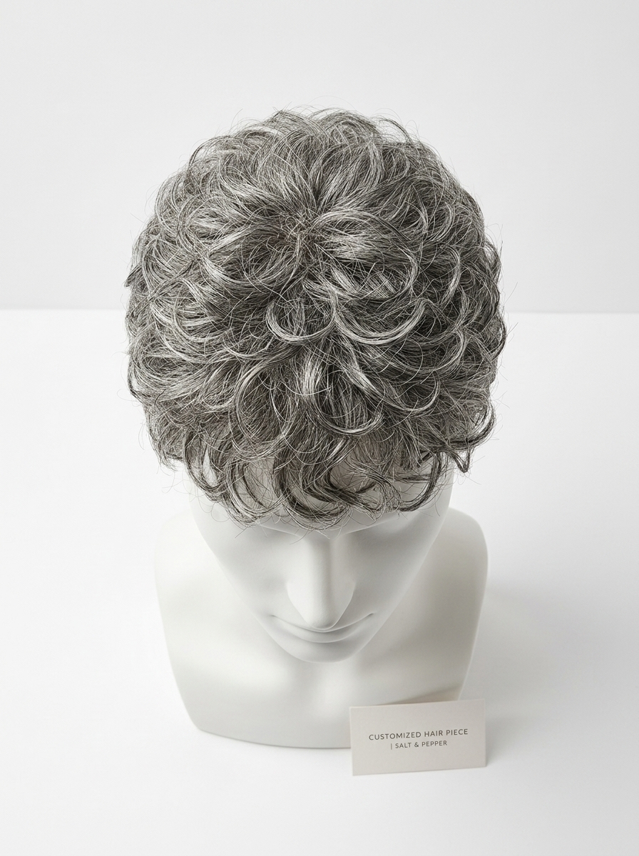Short grey curly custom wig