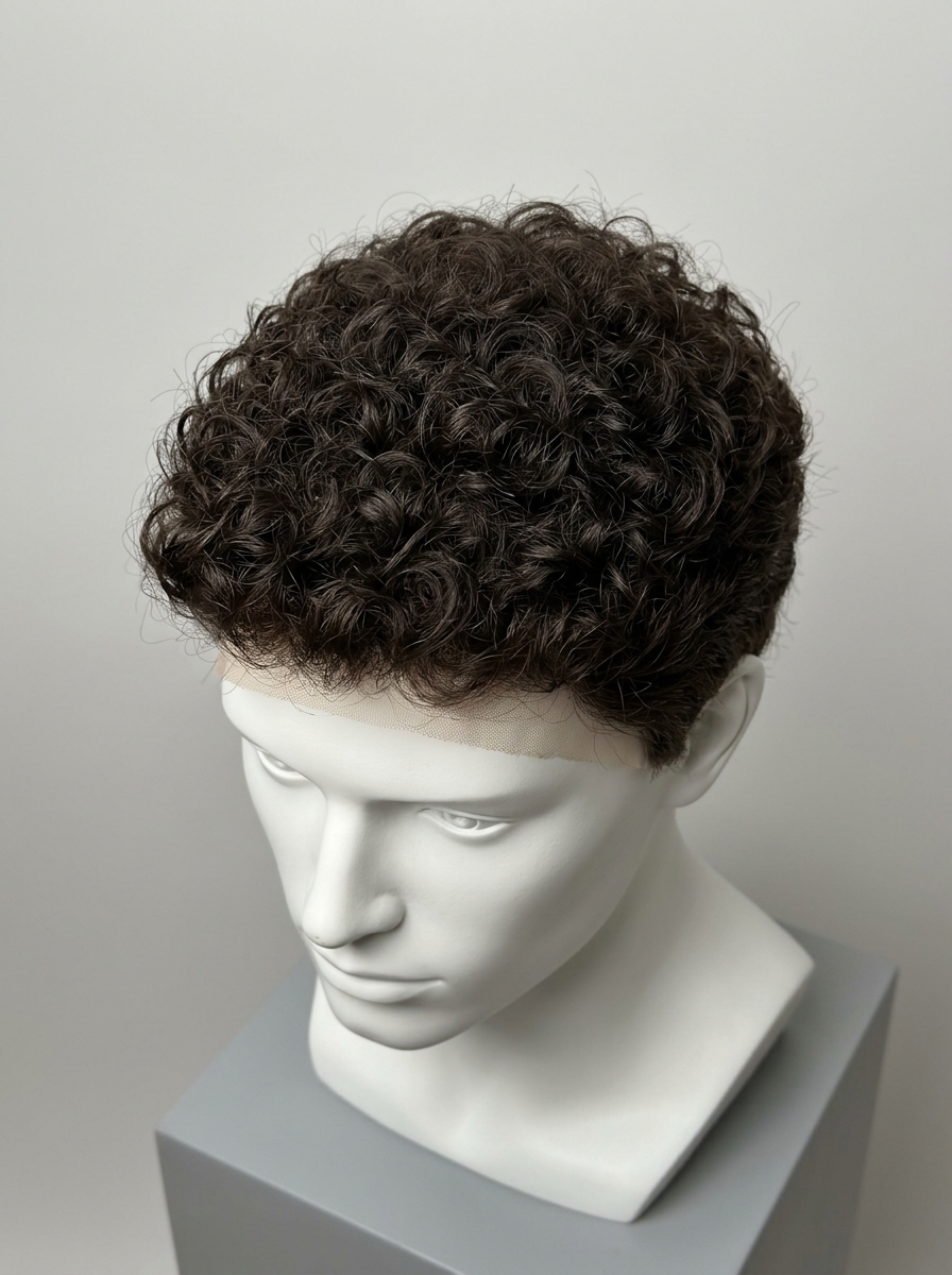 Dark curly custom hair piece