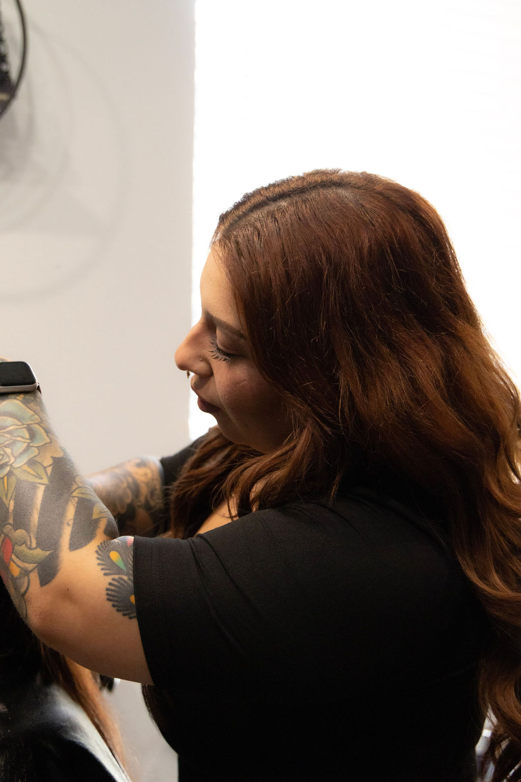 Client being fitted in the studio chair