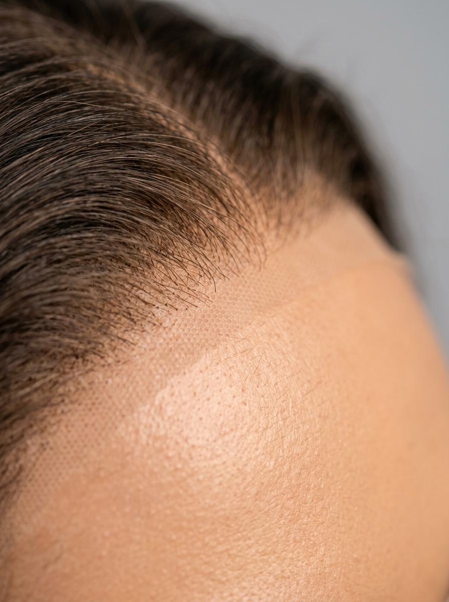 Close-up of a natural-looking hairline
